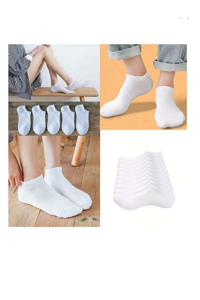 Sosyete dolabı 30 Pairs of Unisex Cotton Flexible and Comfortable Plain White Booties Socks (Economic Package)
