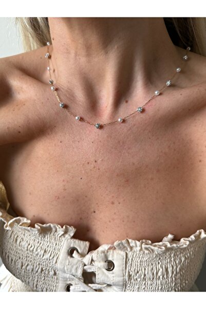 Rossetto Atelier Paslanmaz Çelik İthal İncili Taşlı Kolye