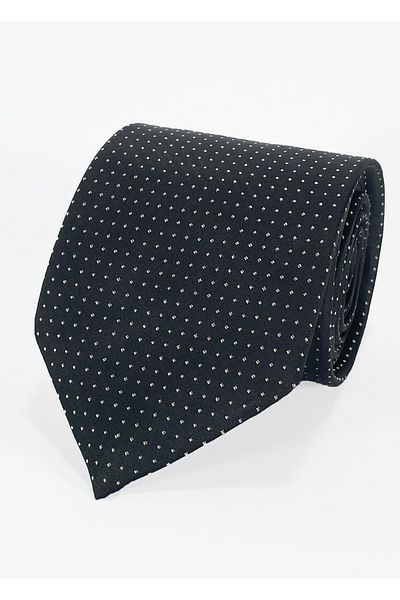 BLC Basic Line Co. Anthracite Gray & White Polka Dot Microfiber Tie & Handkerchief Set - 7 cm Modern Cut