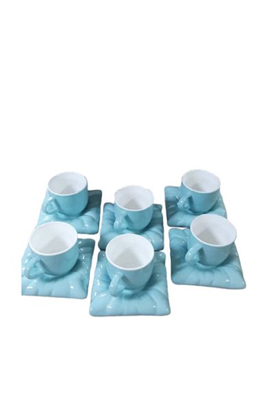 çaycup Turquoise 6-Person 12-Piece Modern Luxury Coffee Set