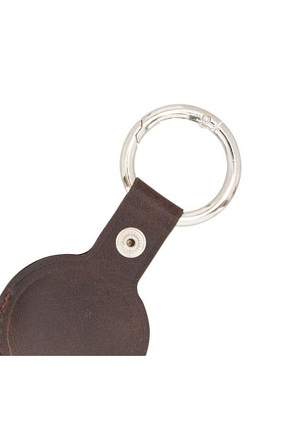 Enseb Apple AirTag Compatible Leather Keychain, Bitter Brown