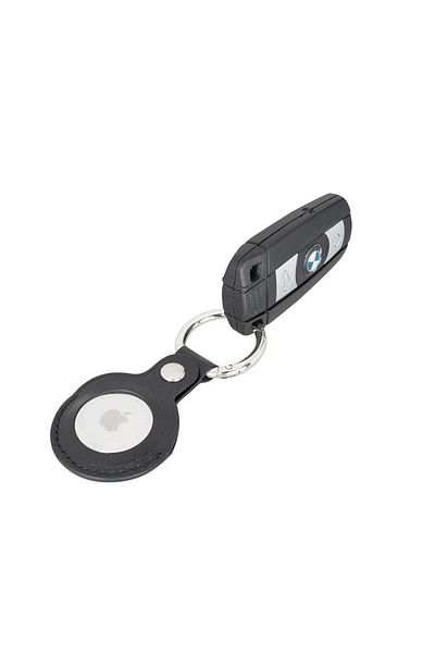 Enseb Leather Keychain Compatible for Apple Airtag, Rst1 Black