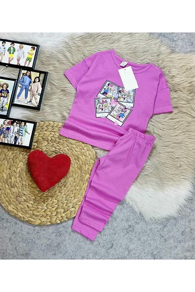 krm bebe New Season Printed Tights Combed Cotton Girls' Suit