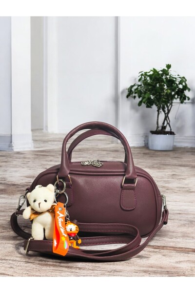 Jagu حقيبة كتف نسائية أنيقة ذات جودة عالية وحزام طويل مع سلسلة مفاتيح باللون ...