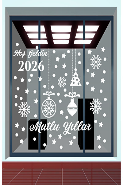 Göktuğ Hediyelik New Year's Magza Vitirn Writings of Foil Cut White 100X50 cm