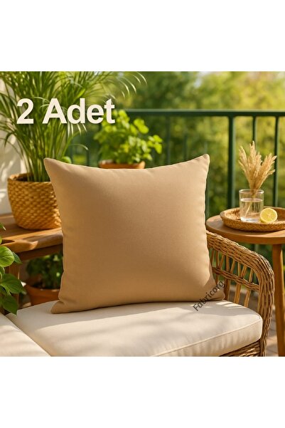 fabricorg Punch'a Uygun Duck Bezi Kırlent Kılıfı Cappuccino (40x40 Cm) 2 Adet