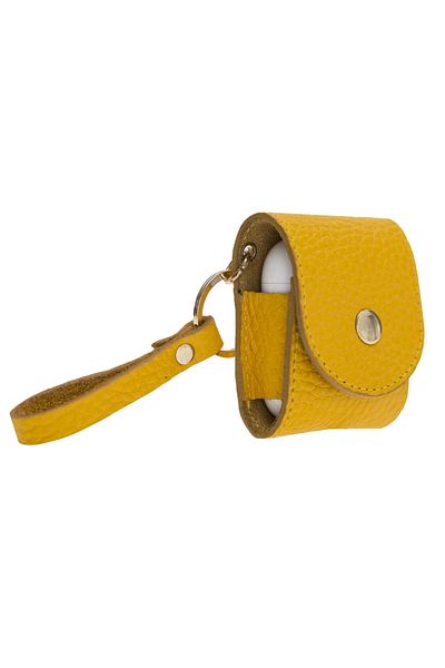 Eldenör Apple AirPods 2Nd Generation Compatible Leather Case Mai Snap Fl12 Yellow