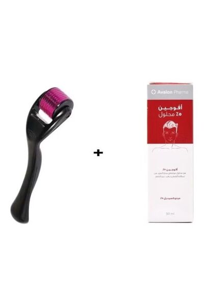 AVALON PHARMA أفوجين 5٪ مينوكسيديل 50مل و أداة دوارة لعلاج التجاعيد وتساقط الشعر أسود/وردي شفاف 50ملليلتر
