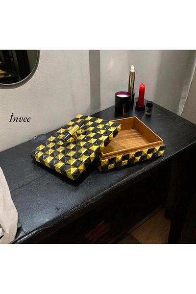 Invee Black Gold 20X10 cm Real Bone Decorative & Jewelry & Box