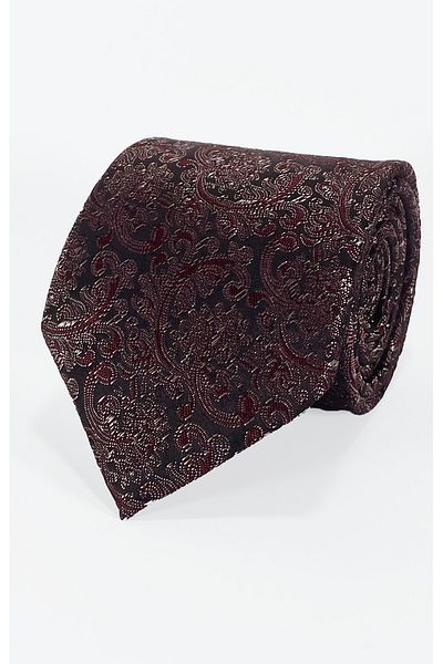 BLC Basic Line Co. Microfiber Tie and Handkerchief Set with Maroon Paisley on Black Background - 7 cm Modern Cut