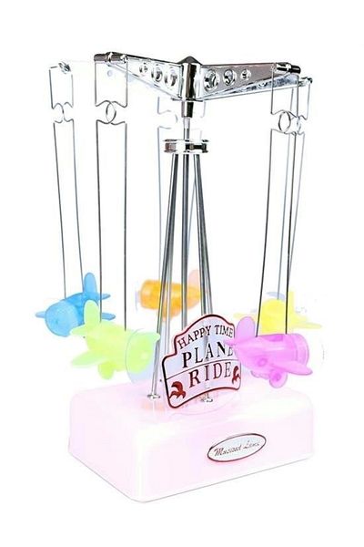 LiderGlobal Wind-Up Gift Small Music Box Instrument with Movable Airplane
