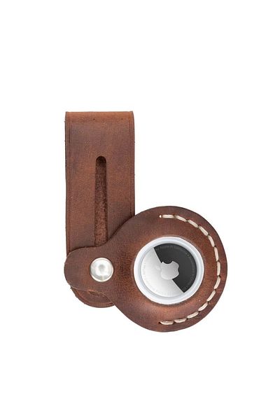 LiderGlobal Apple Airtag Compatible Leather Keychain Beta Aa2 Tan