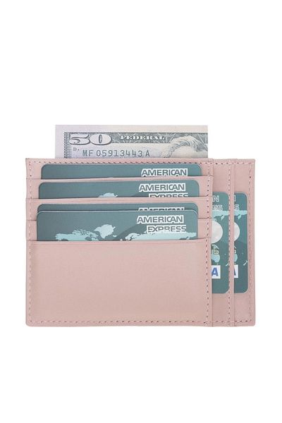 LiderGlobal Zip Leather Zippered Card Holder Zpch Nu2 Pink