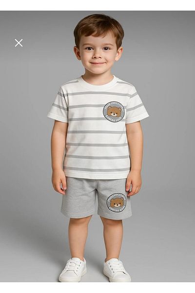 KGN GİYİM Boy's Summer Top and Bottom Set