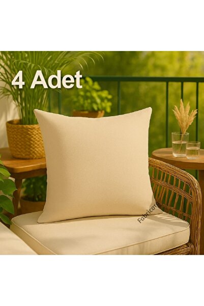 fabricorg Punch'a Uygun Duck Bezi Kırlent Kılıfı Açık Bej (40x40 Cm) 4 Adet