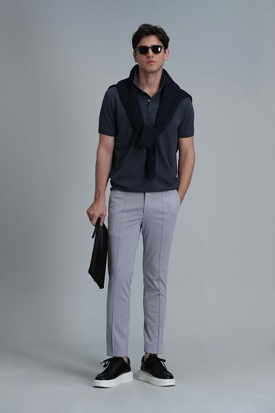 Lufian 111190324 Simon Smart Ανδρικό παντελόνι Chino Slim Fit Ανδρικό παντελόνι ΓΚΡΙ
