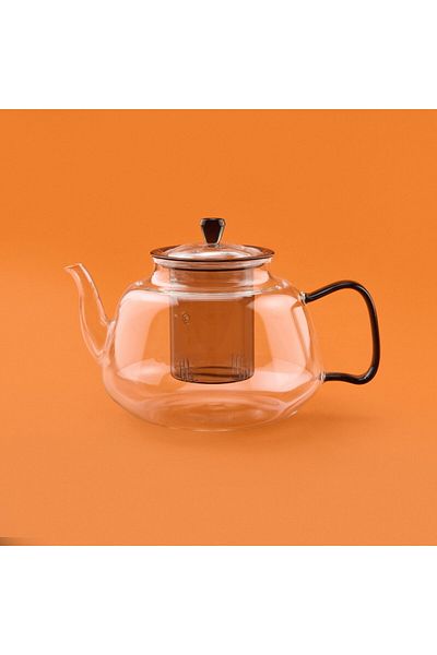 MATMEL Teapot with Glass Strainer - Transparent / Anthracite - 1100 ml
