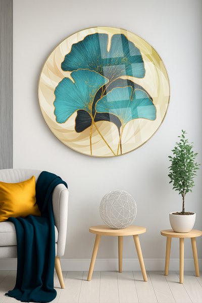 TAULART DIZAJN LIŠĆA GINKGA MODERAN NELOMIJIV LUKSUZNI OKRUGLI STAKLENI STOL ...