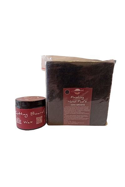 woodworker Kit intretinere Prep’N Shine-Cutting Board Wax & Hand Pad’s Hard Abrasive, 200 ml