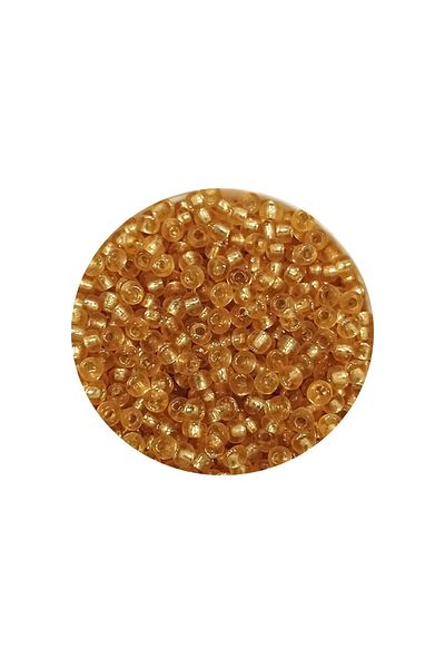 PRATİKOBA Cast glass sand beads (11/0) 2 mm - 60 grams - transparent gold - bnc062