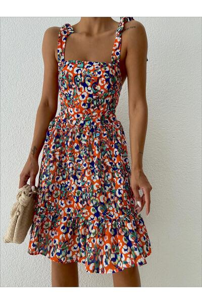 mass fashion Women's Gimped Strap Lace-Up Leopard Print Short Dress