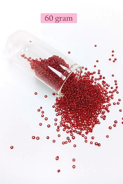 PRATİKOBA Cast glass sand beads (11/0) 2 mm - 60 grams - transparent dark red - bnc050