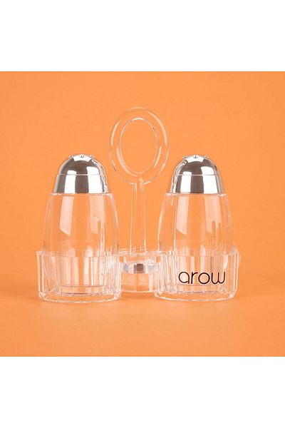 MATMEL Acrylic Salt Shaker Set with Metal Head - Transparent / Gray - 7 cm