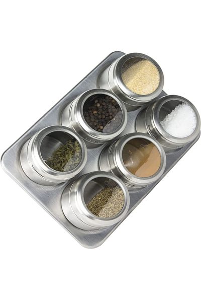 Bukate Set of 6 Magnetic Spice Containers, 100ml, with Labels, Bukate®