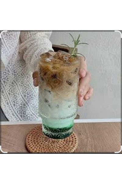 ORTAKÖY CENNETİ New Concept 4-Piece Soft Drink Espresso Soft Drink Cup 330 Cc 14 cm Length 7 cm Mouth Size