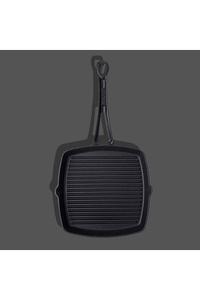 MATMEL Square Cast Iron Grill Pan - Black - 26X26 cm
