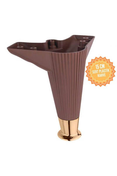 KOÇSAN Picior de mobilier din plastic Nefes Ceviz 15 cm, picior de mobilier din metal de lux, scaun, dulap, picior de comodă