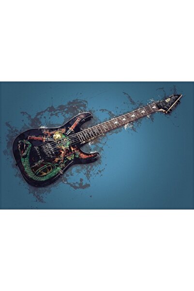 ve Tablou Canvas, Chitara, 90 x 60 cm, Rama lemn, Multicolor