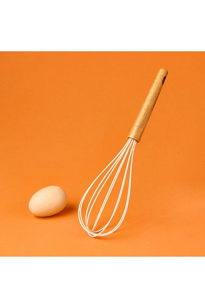 ASPARTAM Aroww Wooden Handle Silicone Whisk - Cream / Brown - 24 cm