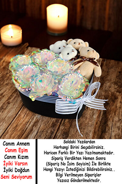 LUZAB Sevgiliye Ledli Galaxy Özür Af Kutusu Sonsuzluk Gülü Ayıcıklı Doğum Gün...