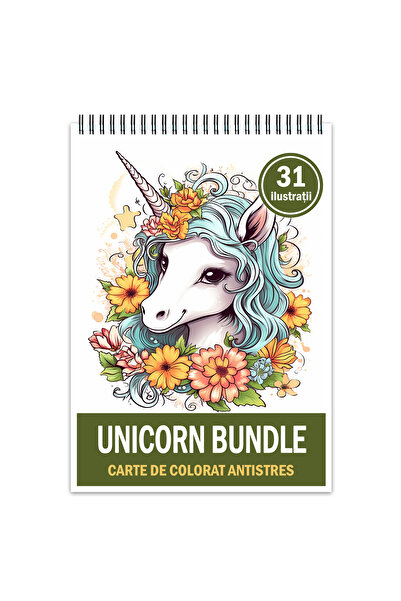 Legendary Gifts Carte de colorat pentruantistres, 31 de ilustratii, Unicorni6...