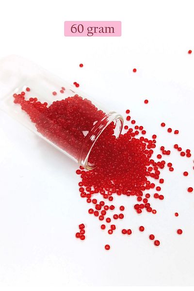 PRATİKOBA Bulk glass sand beads (11/0) 2 mm - 60 grams - transparent red - bnc056