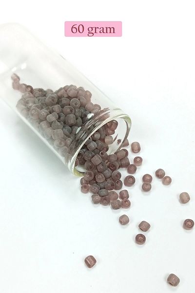 PRATİKOBA Poured Glass Sand Beads Large Size (6/0) 4 mm - 60 Grams - Transparent Gray - Bnc141