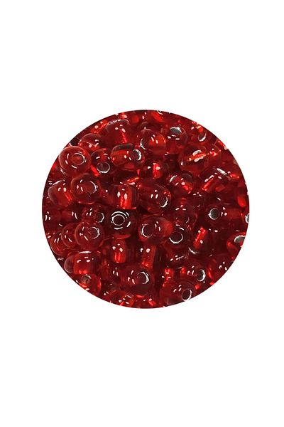 PRATİKOBA Poured Glass Sand Beads Large Size (6/0) 4 mm - 20 Grams - Transparent Red - Bnc079