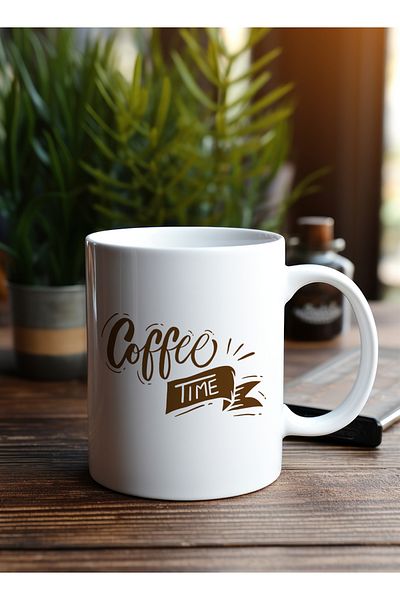 LOWHA 11 oz Ceramic Mug with Coffee Time Design