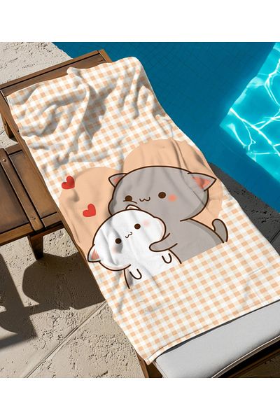 hediyechy Bubu Dudu Cream Themed Beach Towel