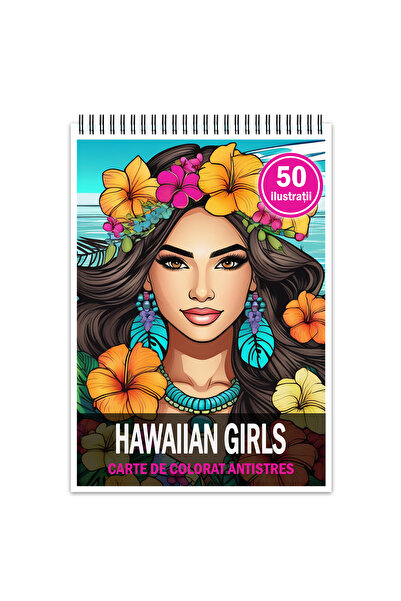 Legendary Gifts Carte de colorat pentruantistres, 50 de ilustratii, Hawaian G...