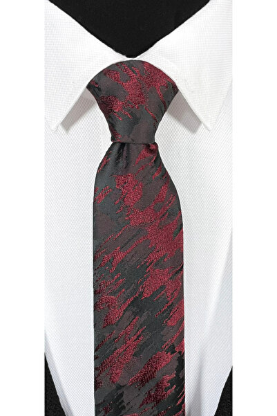 BLC Basic Line Co. Σετ γραβάτα και μαντήλι από μικροΐνες με μοτίβο βορντό με πινέλο σε μαύρο φόντο - 7 cm μοντέρνα κοπή