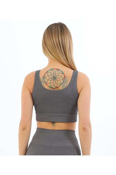 inkasole Thick Strap Ribbed Crop Bustier 5700 Smoked