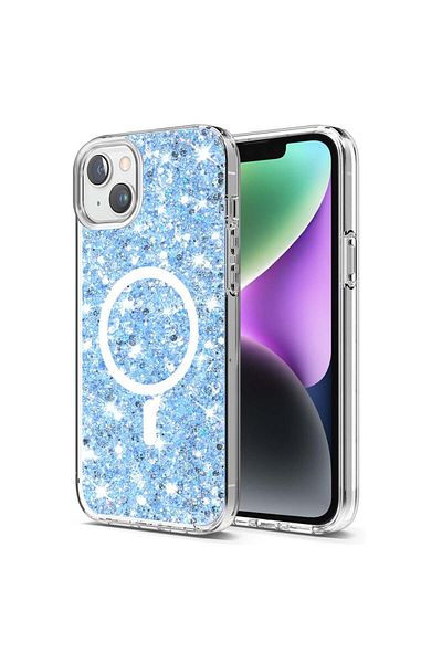 Techsuit Carcasă pentru iPhone 14 Plus / iPhone 15 Plus - Techsuit Sparkly Glitter MagSafe - Albastră