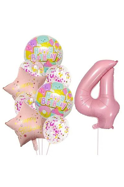DÜVENCİ TİCARET Colorful Happy Birthday Printed Foil Age Balloon Set