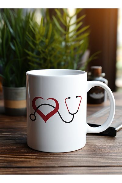 LOWHA 11 oz Ceramic Mug with Heart Design
