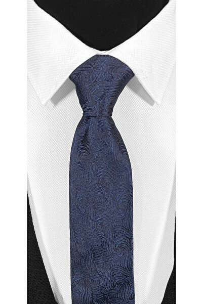 BLC Basic Line Co. Мобилен - Комплект от микрофибърна вратовръзка и кърпичка в тъмносин цвят - 7 см модерен крой