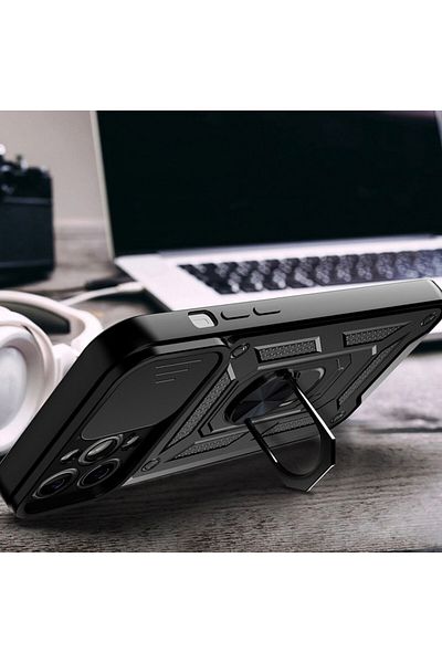 Techsuit Husă pentru iPhone 14 Pro - Seria Techsuit CamShield - Neagră