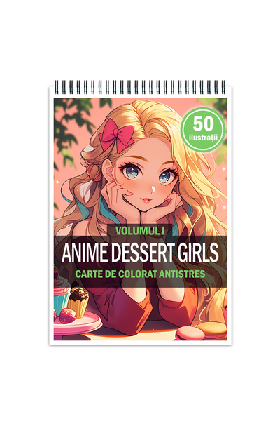 Legendary Gifts Carte de colorat antistres, 50 de ilustratii, Anime Dessert G...