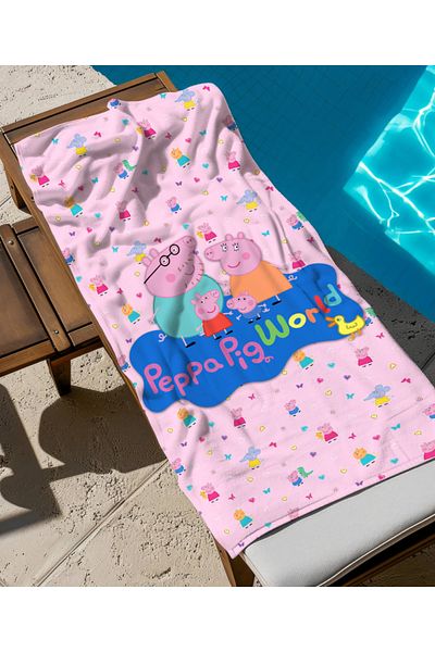 hediyechy Peppa Pig World Themed Beach Towel